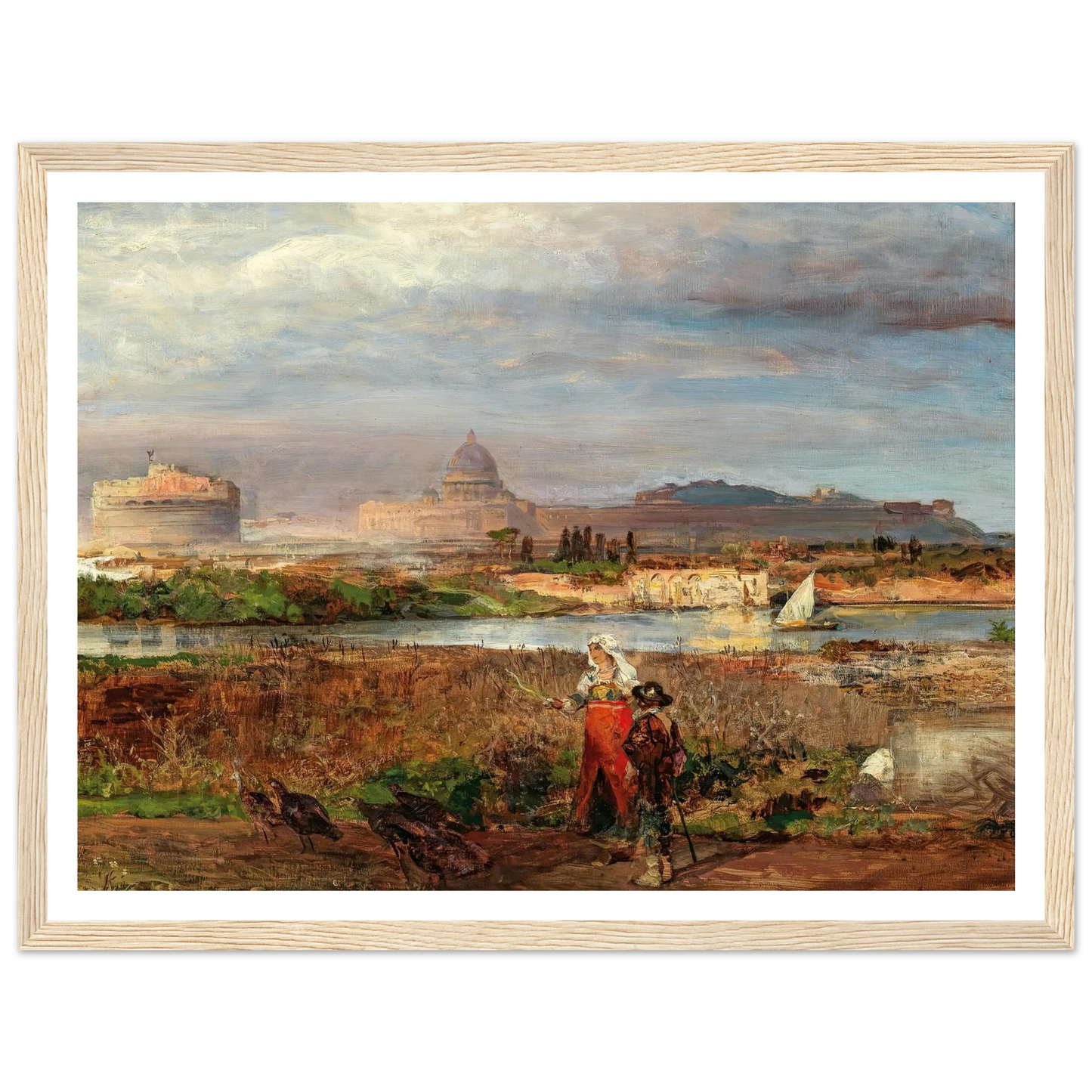 At the Gates of Rome Art Print | Oswald Achenbach - Framed Poster - 30x40 cm / 12x16″ - Black frame