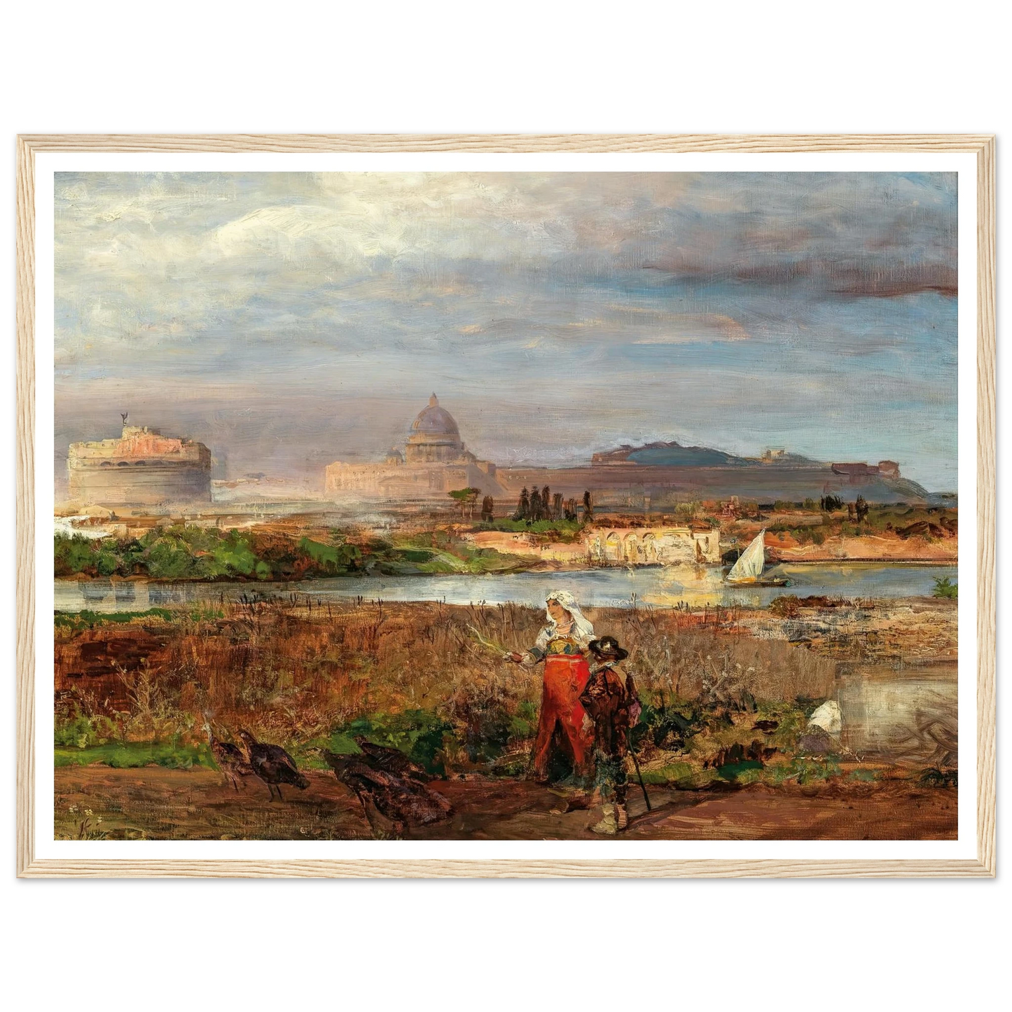 At the Gates of Rome Art Print | Oswald Achenbach - Framed Poster - 30x40 cm / 12x16″ - Black frame