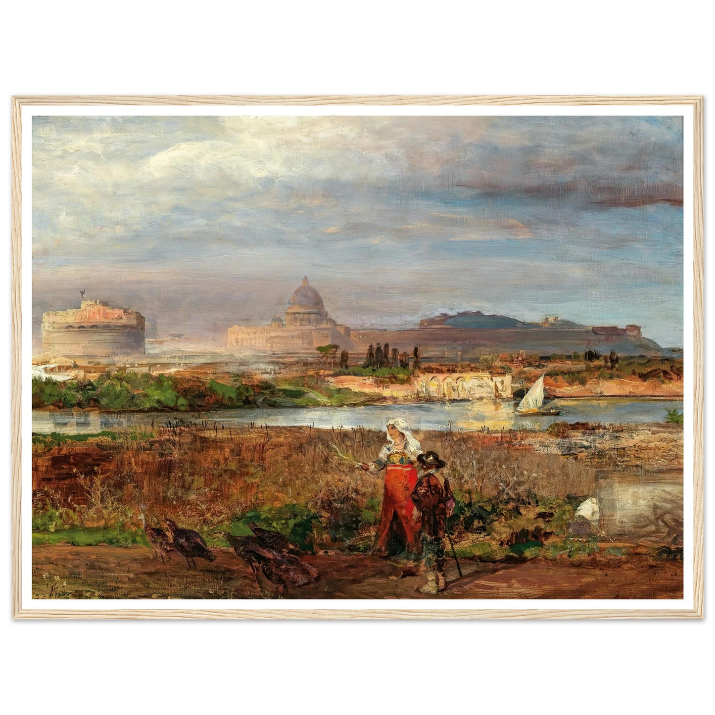 At the Gates of Rome Art Print | Oswald Achenbach - Framed Poster - 30x40 cm / 12x16″ - Black frame