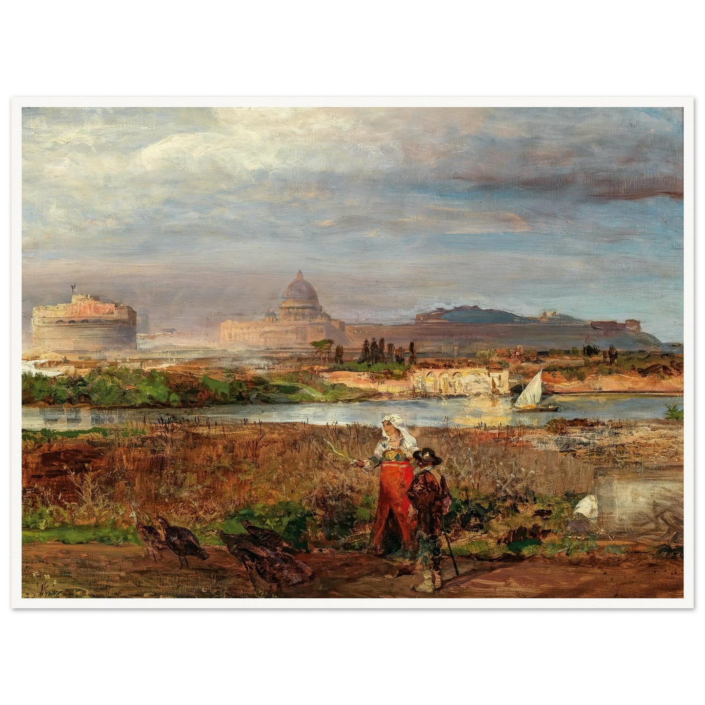 At the Gates of Rome Art Print | Oswald Achenbach - Framed Poster - 30x40 cm / 12x16″ - Black frame