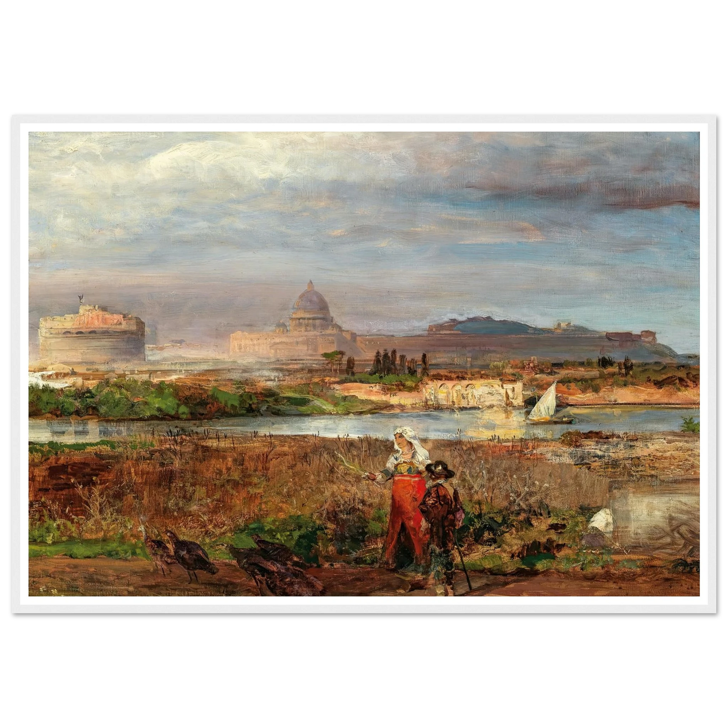 At the Gates of Rome Art Print | Oswald Achenbach - Framed Poster - 30x40 cm / 12x16″ - Black frame