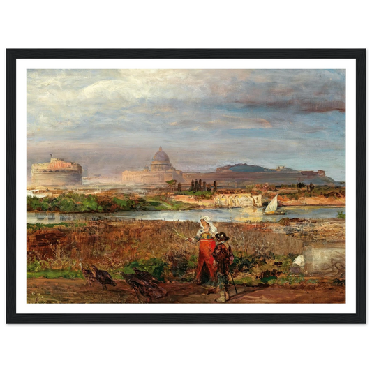 At the Gates of Rome Art Print | Oswald Achenbach - Framed Poster - 30x40 cm / 12x16″ - Black frame