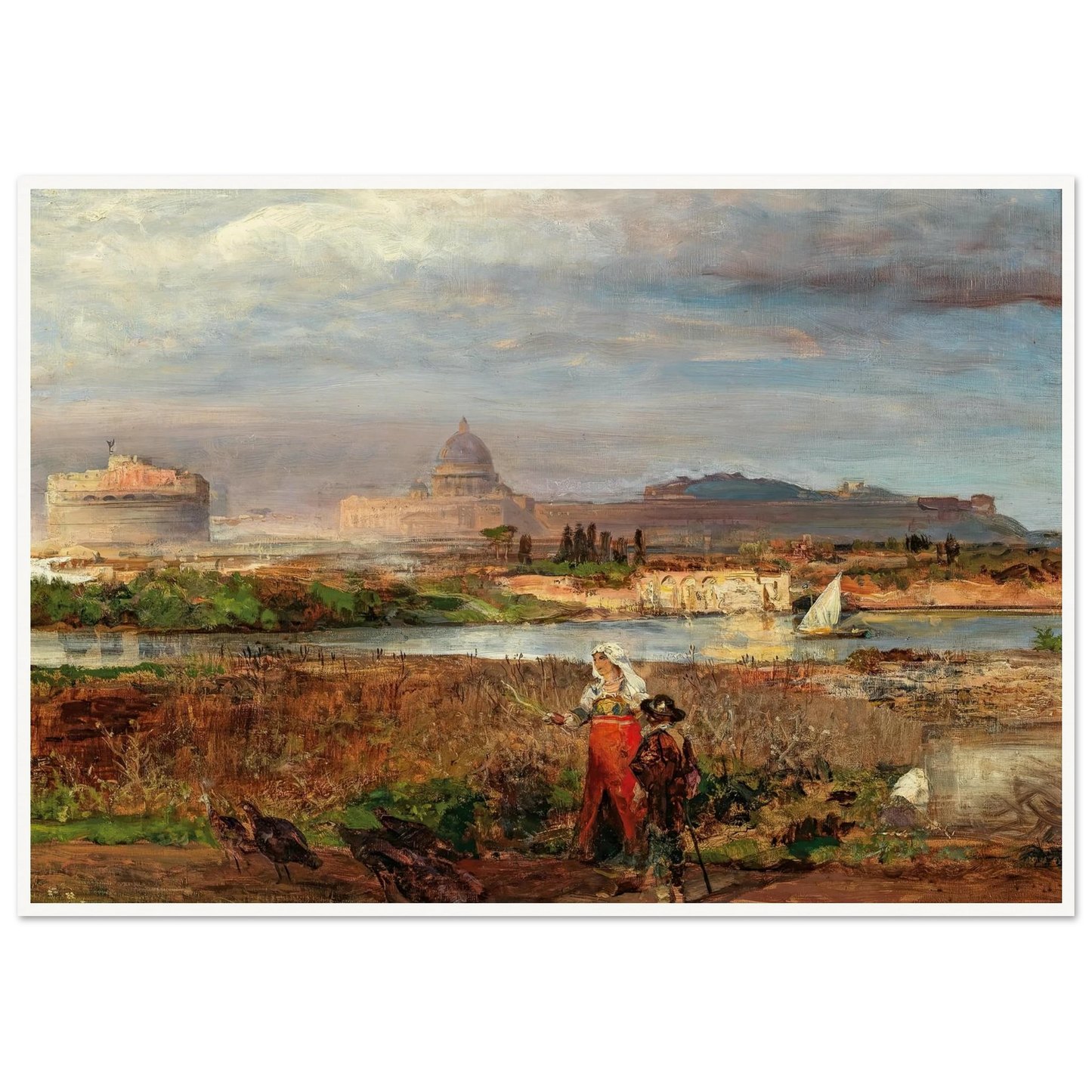 At the Gates of Rome Art Print | Oswald Achenbach - Framed Poster - 30x40 cm / 12x16″ - Black frame