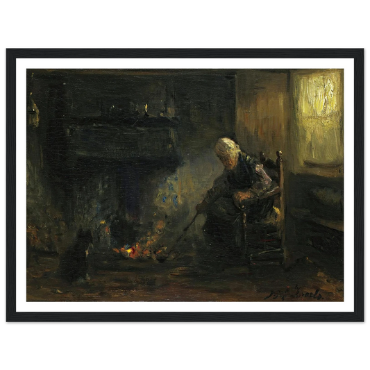 At The Hearth Art Print | Jozef Israels - Framed Poster - 30x40 cm / 12x16″ - Black frame