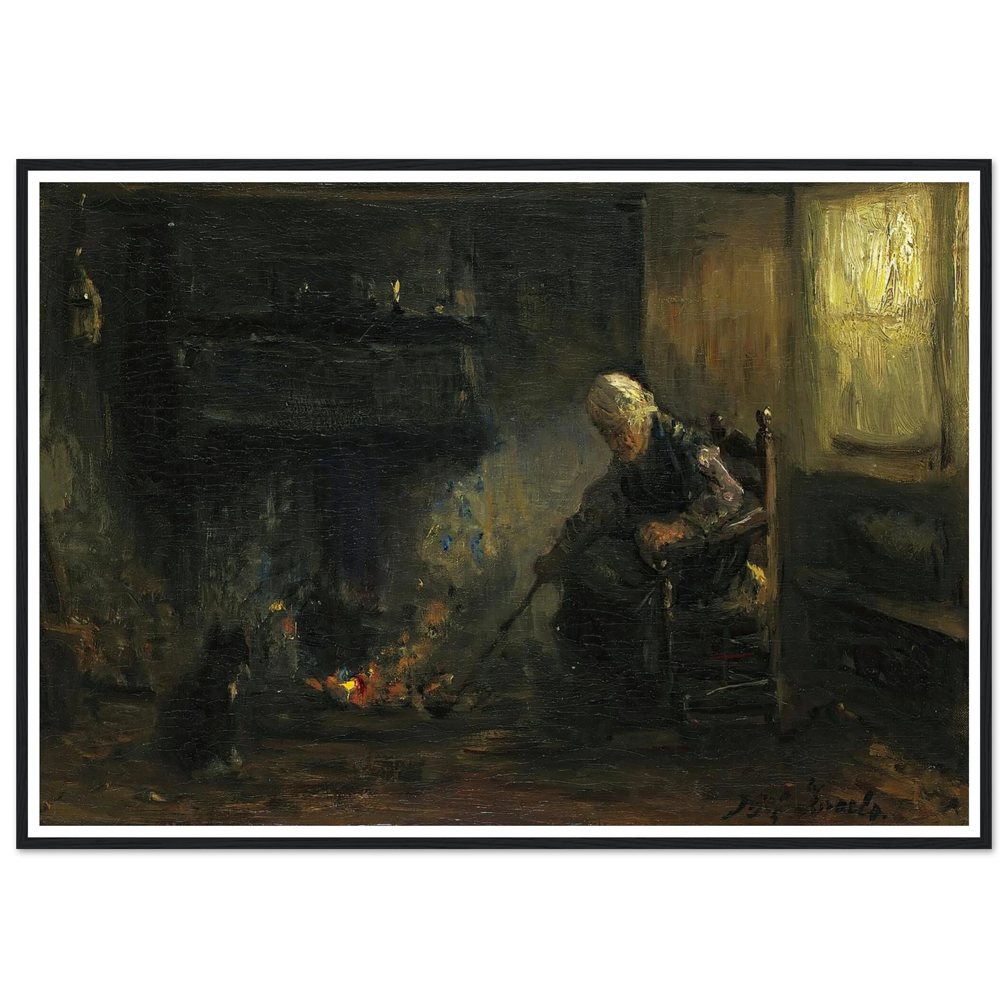 At The Hearth Art Print | Jozef Israels - Framed Poster - 30x40 cm / 12x16″ - Black frame