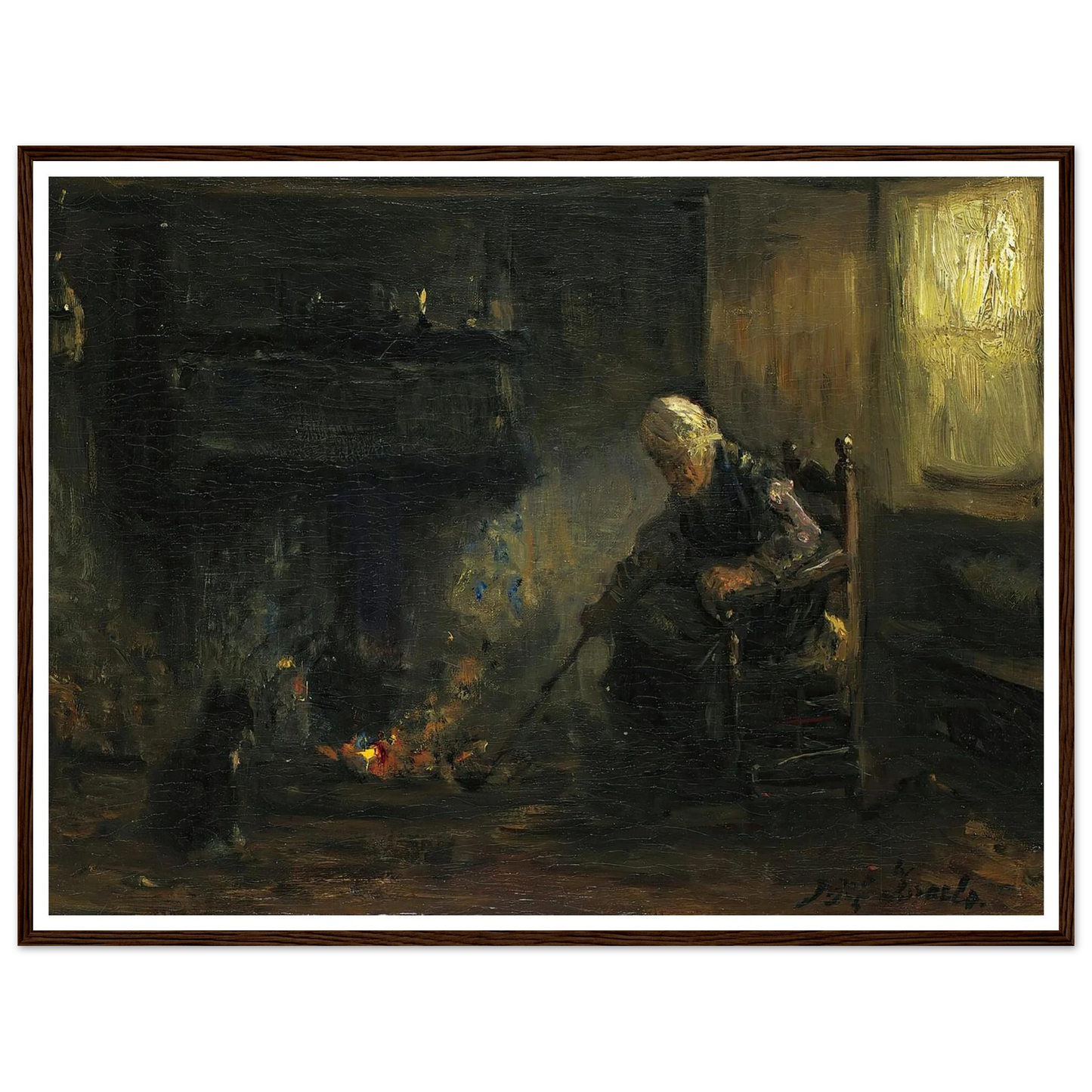 At The Hearth Art Print | Jozef Israels - Framed Poster - 30x40 cm / 12x16″ - Black frame