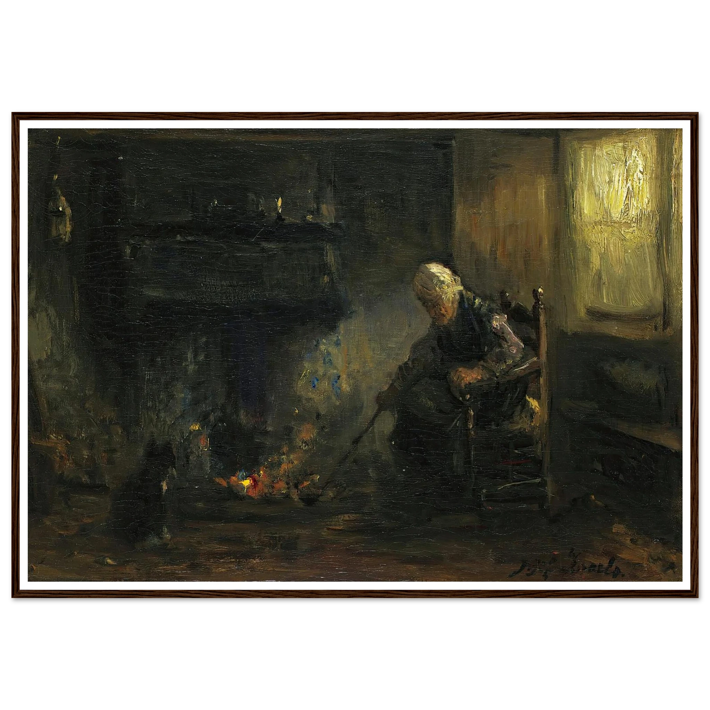 At The Hearth Art Print | Jozef Israels - Framed Poster - 30x40 cm / 12x16″ - Black frame