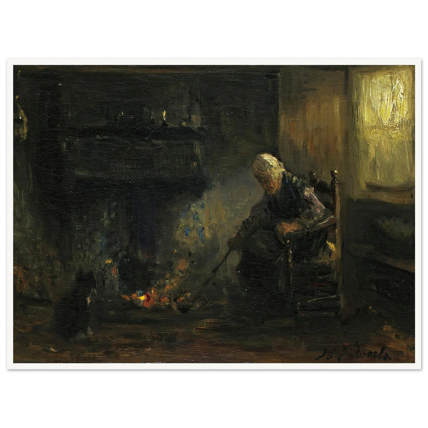 At The Hearth Art Print | Jozef Israels - Framed Poster - 30x40 cm / 12x16″ - Black frame