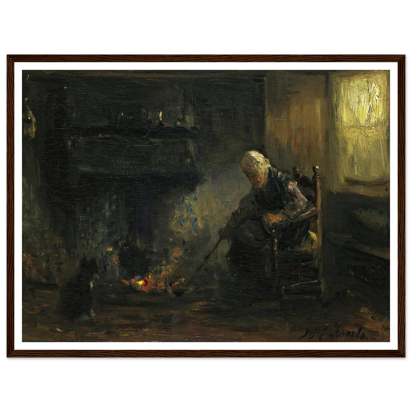 At The Hearth Art Print | Jozef Israels - Framed Poster - 30x40 cm / 12x16″ - Black frame
