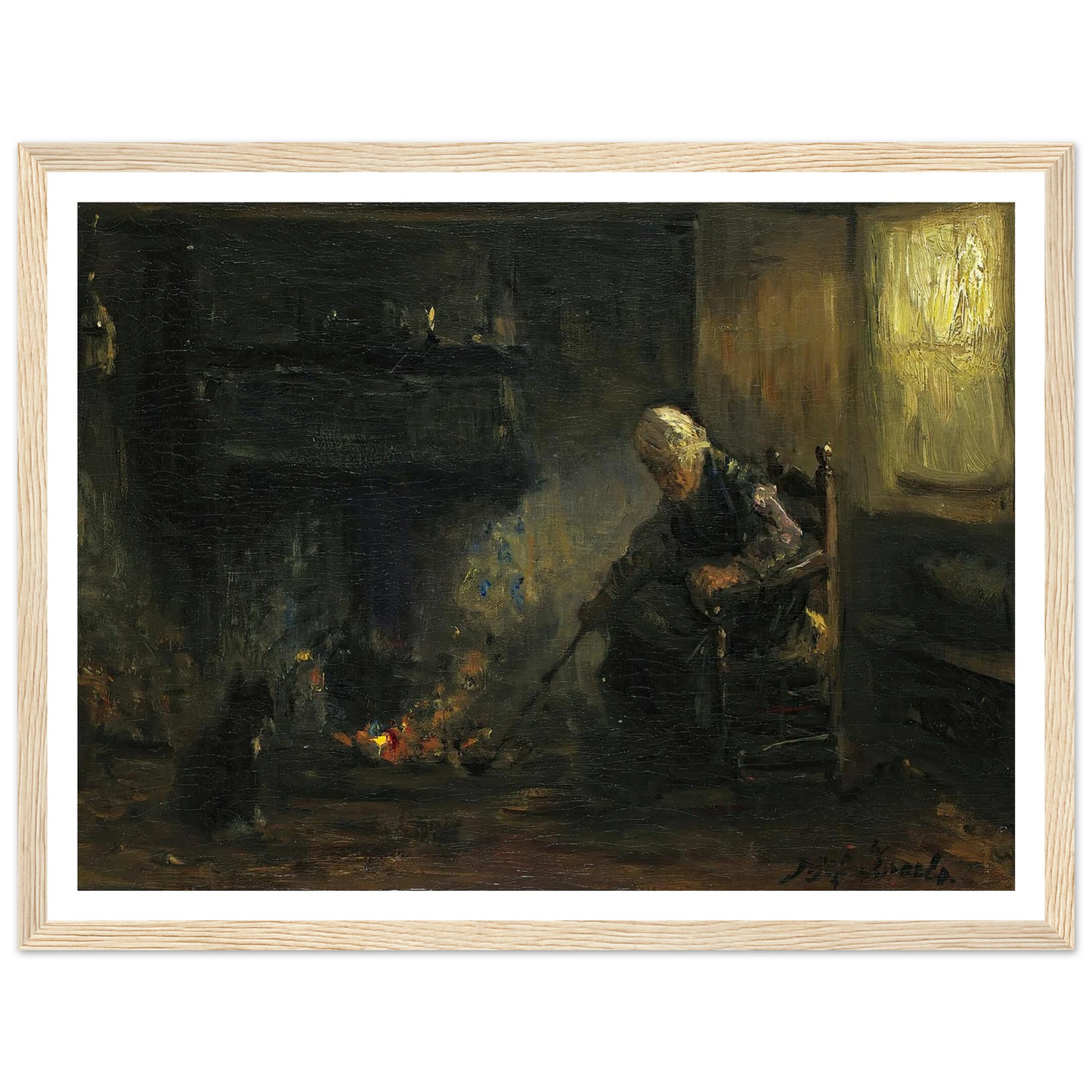 At The Hearth Art Print | Jozef Israels - Framed Poster - 30x40 cm / 12x16″ - Black frame