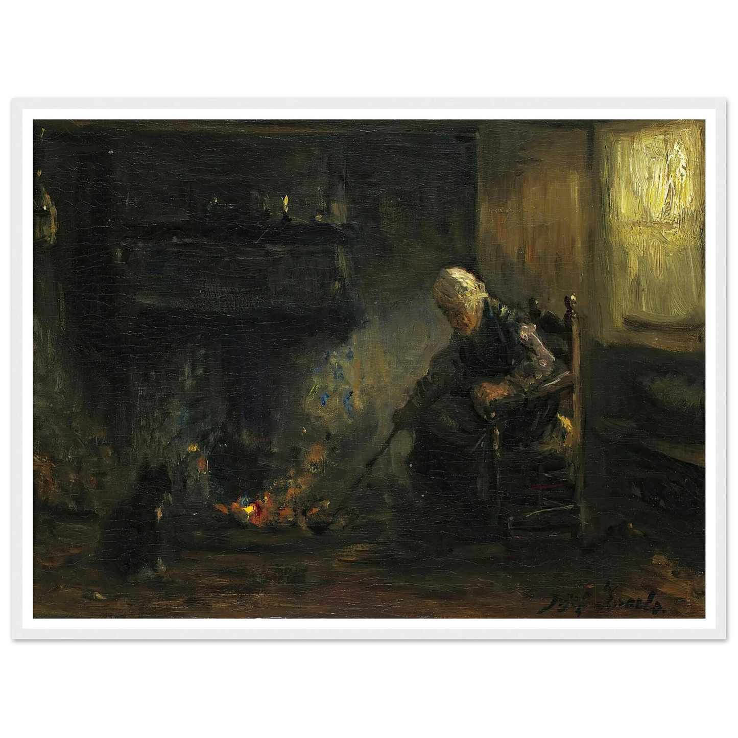 At The Hearth Art Print | Jozef Israels - Framed Poster - 30x40 cm / 12x16″ - Black frame
