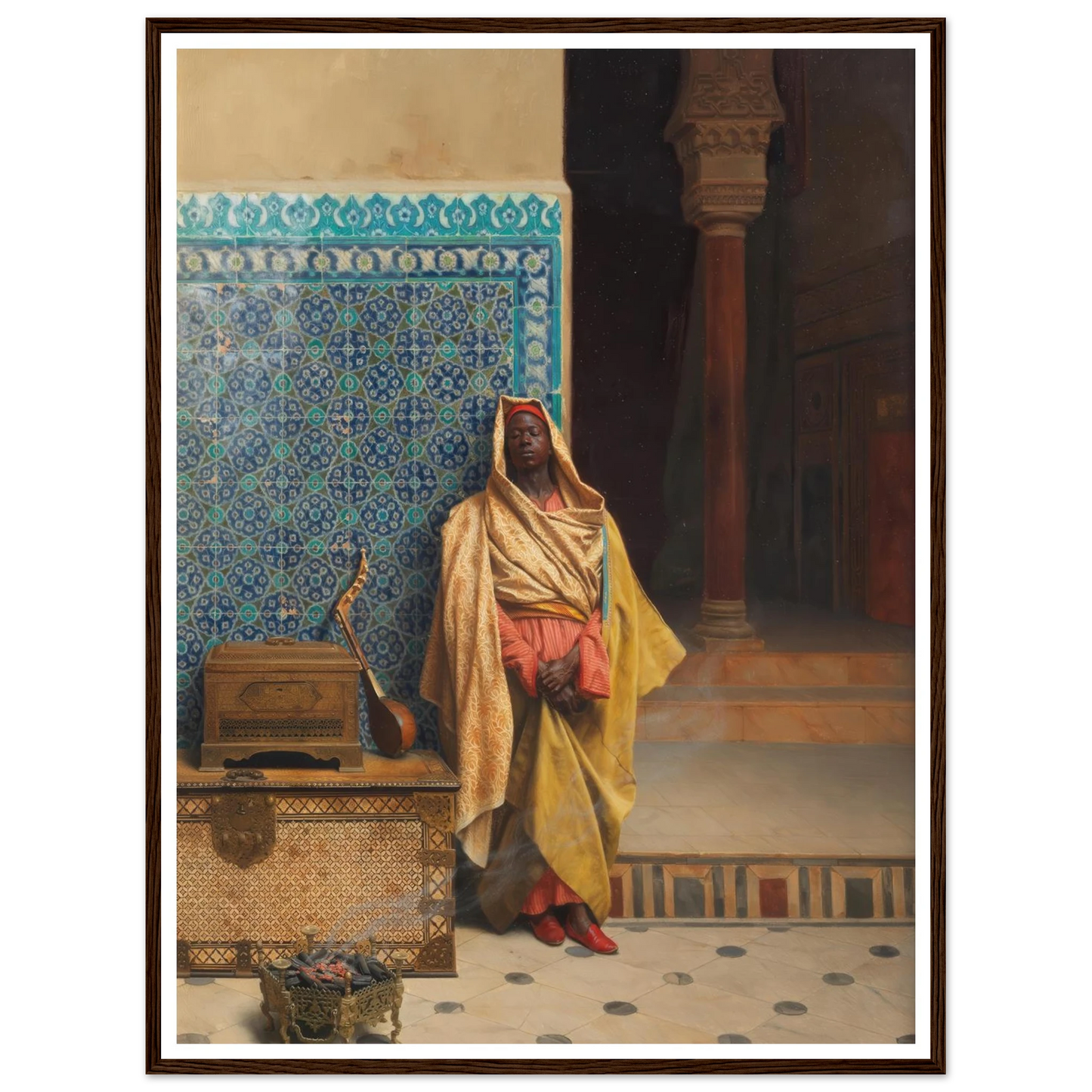 At the Mosque (1895) Art Print | Ludwig Deutsch - Framed Poster - 30x40 cm / 12x16″ - Black frame