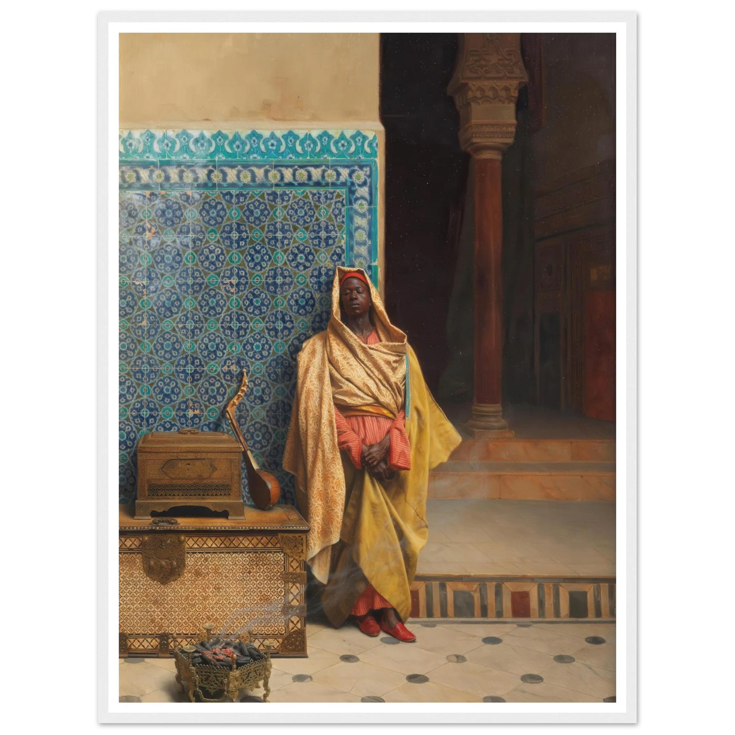 At the Mosque (1895) Art Print | Ludwig Deutsch - Framed Poster - 30x40 cm / 12x16″ - Black frame