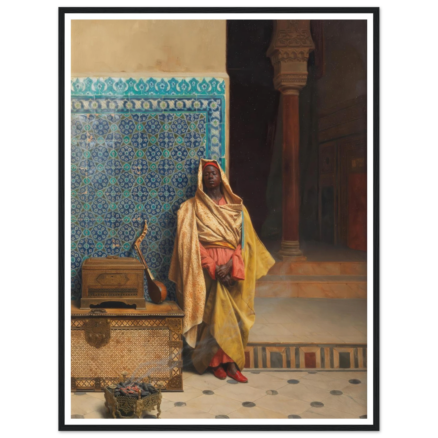 At the Mosque (1895) Art Print | Ludwig Deutsch - Framed Poster - 30x40 cm / 12x16″ - Black frame