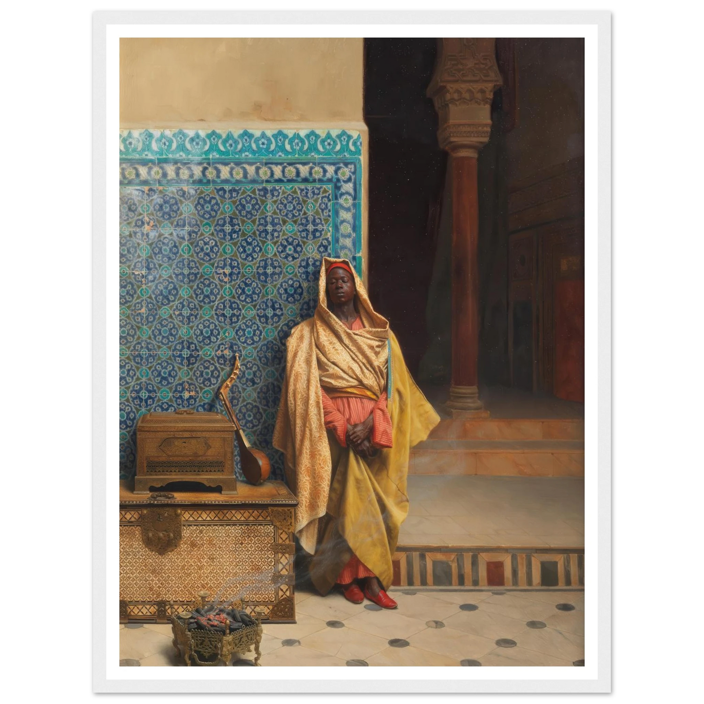 At the Mosque (1895) Art Print | Ludwig Deutsch - Framed Poster - 30x40 cm / 12x16″ - Black frame