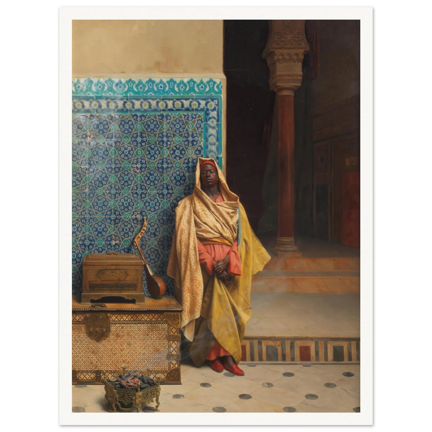 At the Mosque (1895) Art Print | Ludwig Deutsch - Framed Poster - 30x40 cm / 12x16″ - Black frame