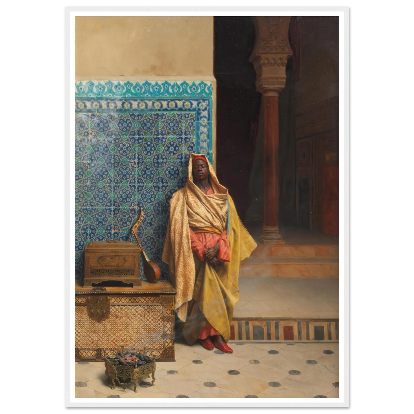 At the Mosque (1895) Art Print | Ludwig Deutsch - Framed Poster - 30x40 cm / 12x16″ - Black frame