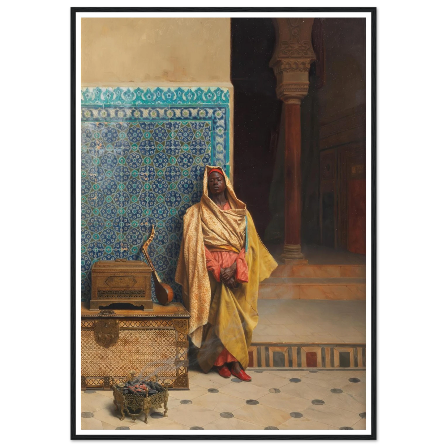 At the Mosque (1895) Art Print | Ludwig Deutsch - Framed Poster - 30x40 cm / 12x16″ - Black frame