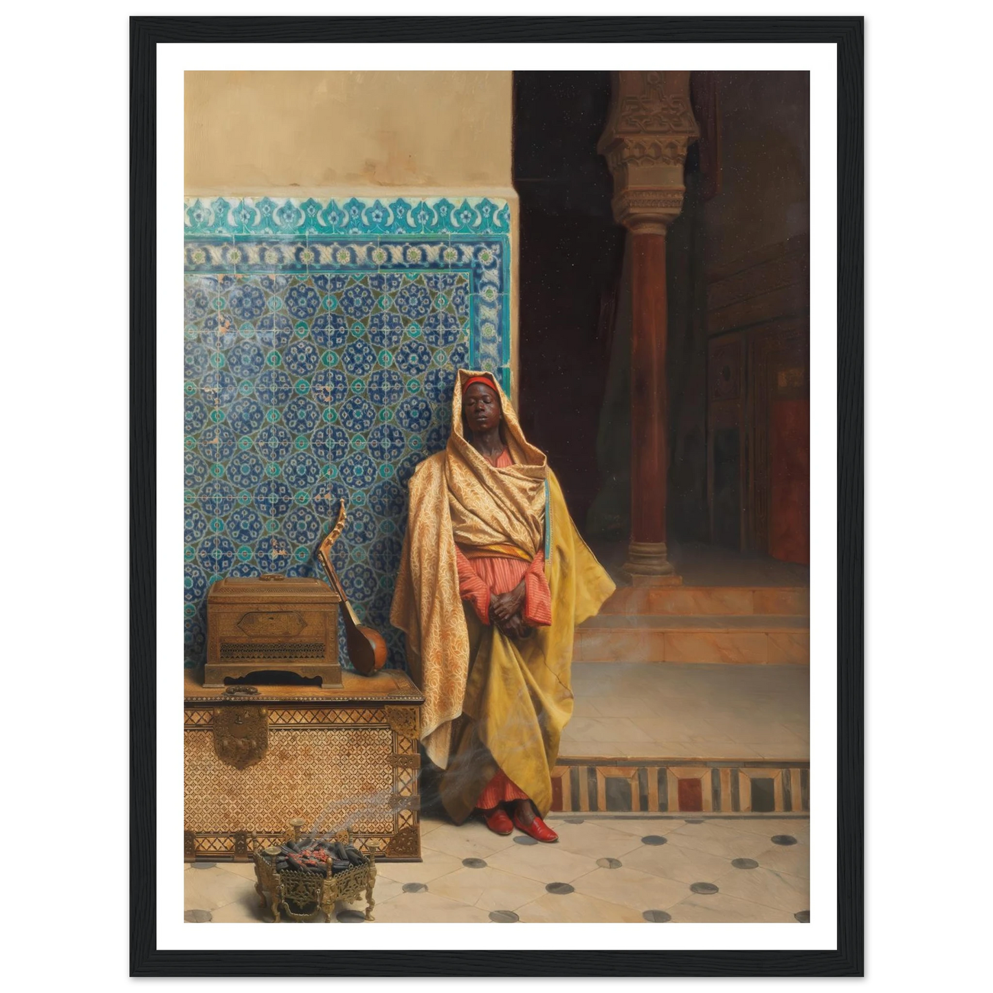 At the Mosque (1895) Art Print | Ludwig Deutsch - Framed Poster - 30x40 cm / 12x16″ - Black frame