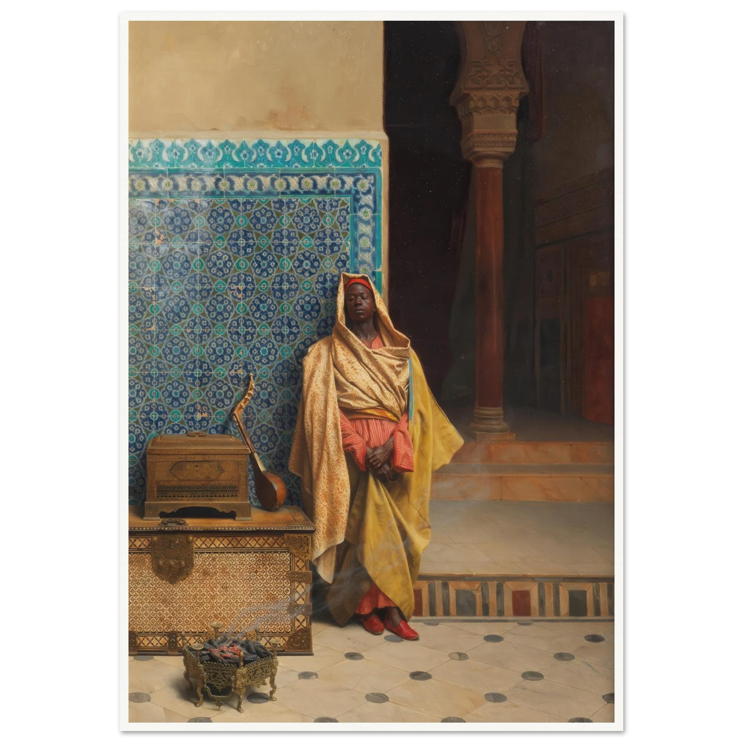 At the Mosque (1895) Art Print | Ludwig Deutsch - Framed Poster - 30x40 cm / 12x16″ - Black frame