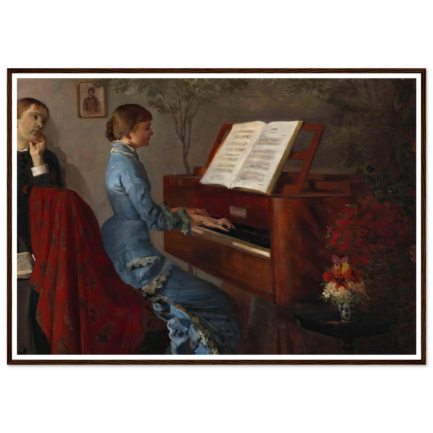 At the Piano (1877) Art Print | Jacek Malczewski - Framed Poster - 30x40 cm / 12x16″ - Black frame