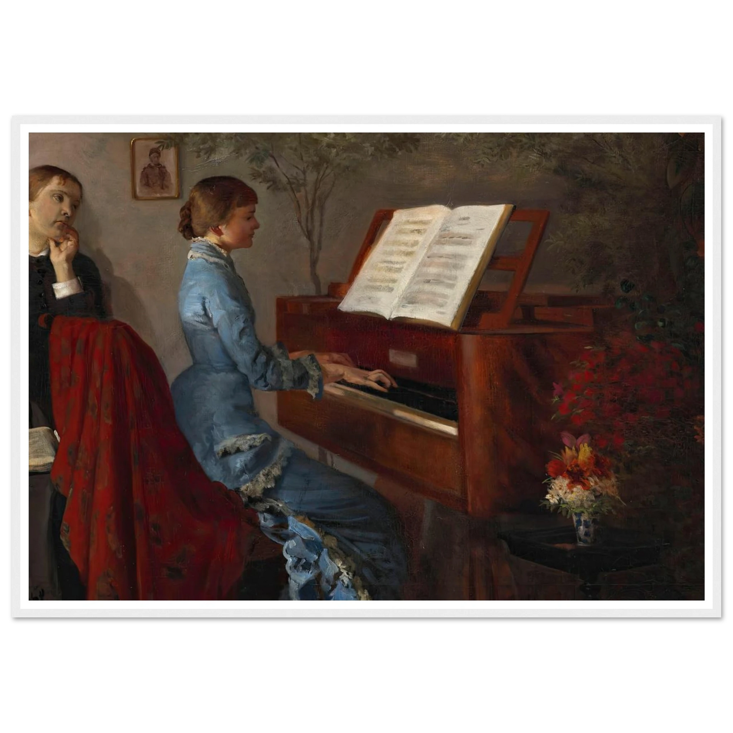 At the Piano (1877) Art Print | Jacek Malczewski - Framed Poster - 30x40 cm / 12x16″ - Black frame