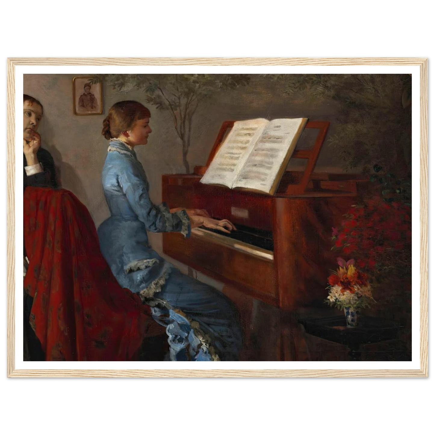 At the Piano (1877) Art Print | Jacek Malczewski - Framed Poster - 30x40 cm / 12x16″ - Black frame