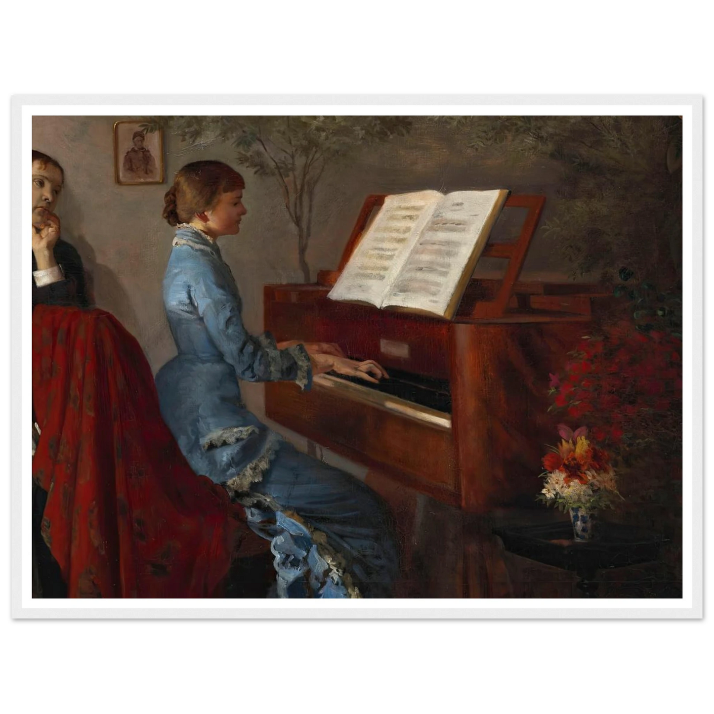 At the Piano (1877) Art Print | Jacek Malczewski - Framed Poster - 30x40 cm / 12x16″ - Black frame