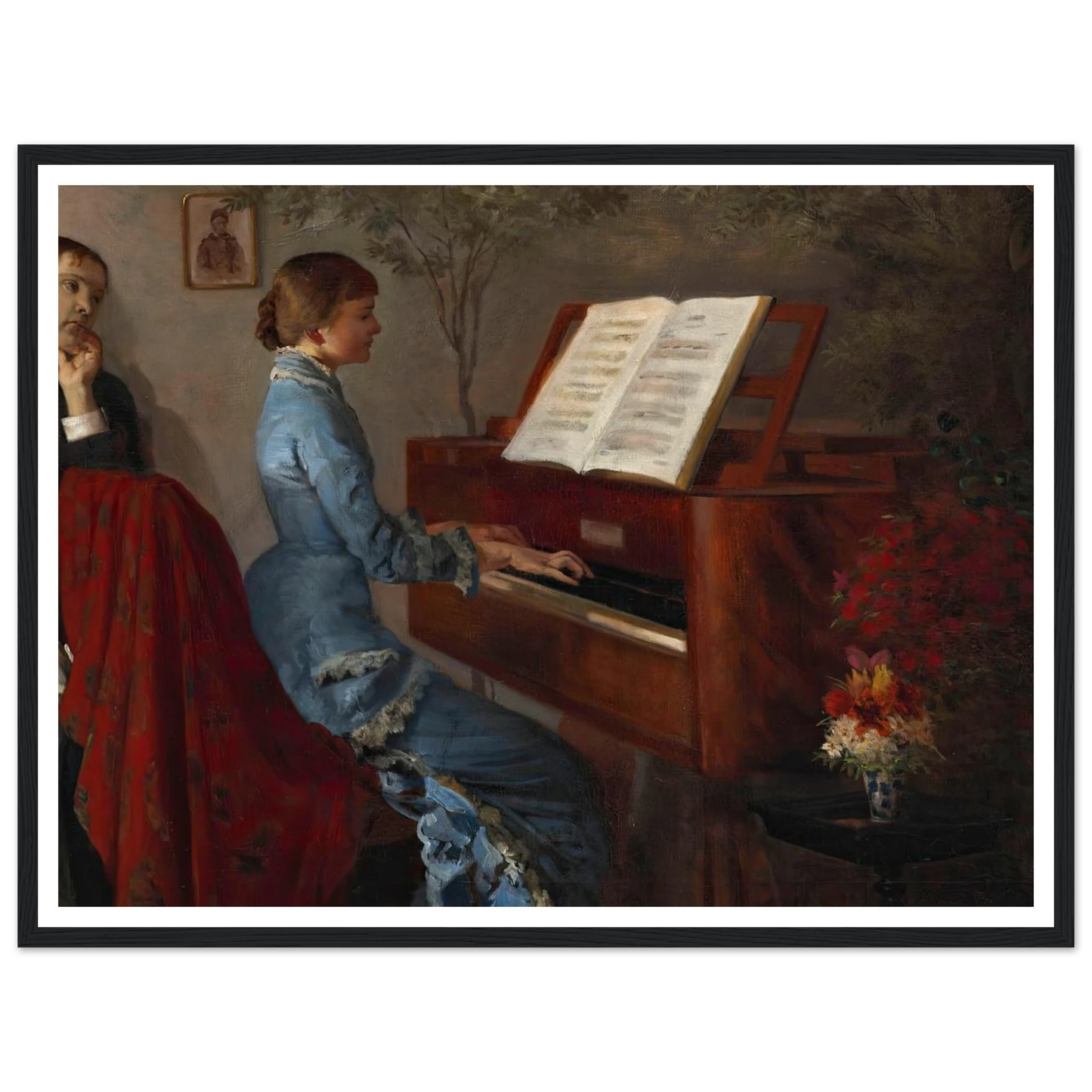 At the Piano (1877) Art Print | Jacek Malczewski - Framed Poster - 30x40 cm / 12x16″ - Black frame