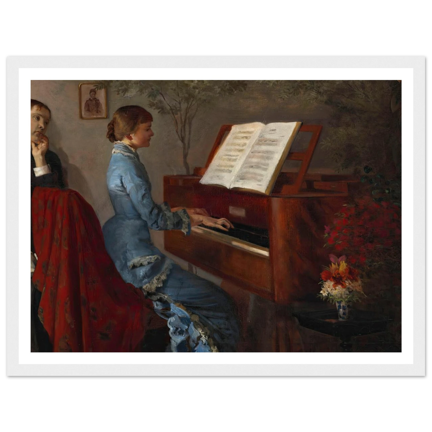 At the Piano (1877) Art Print | Jacek Malczewski - Framed Poster - 30x40 cm / 12x16″ - Black frame