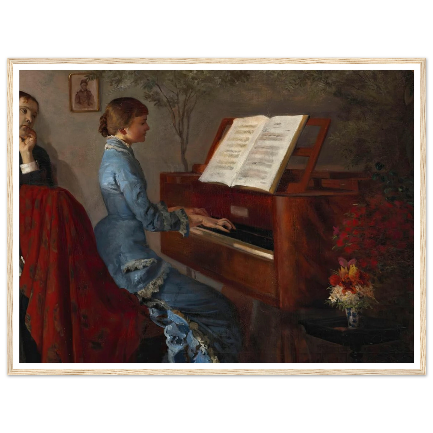 At the Piano (1877) Art Print | Jacek Malczewski - Framed Poster - 30x40 cm / 12x16″ - Black frame