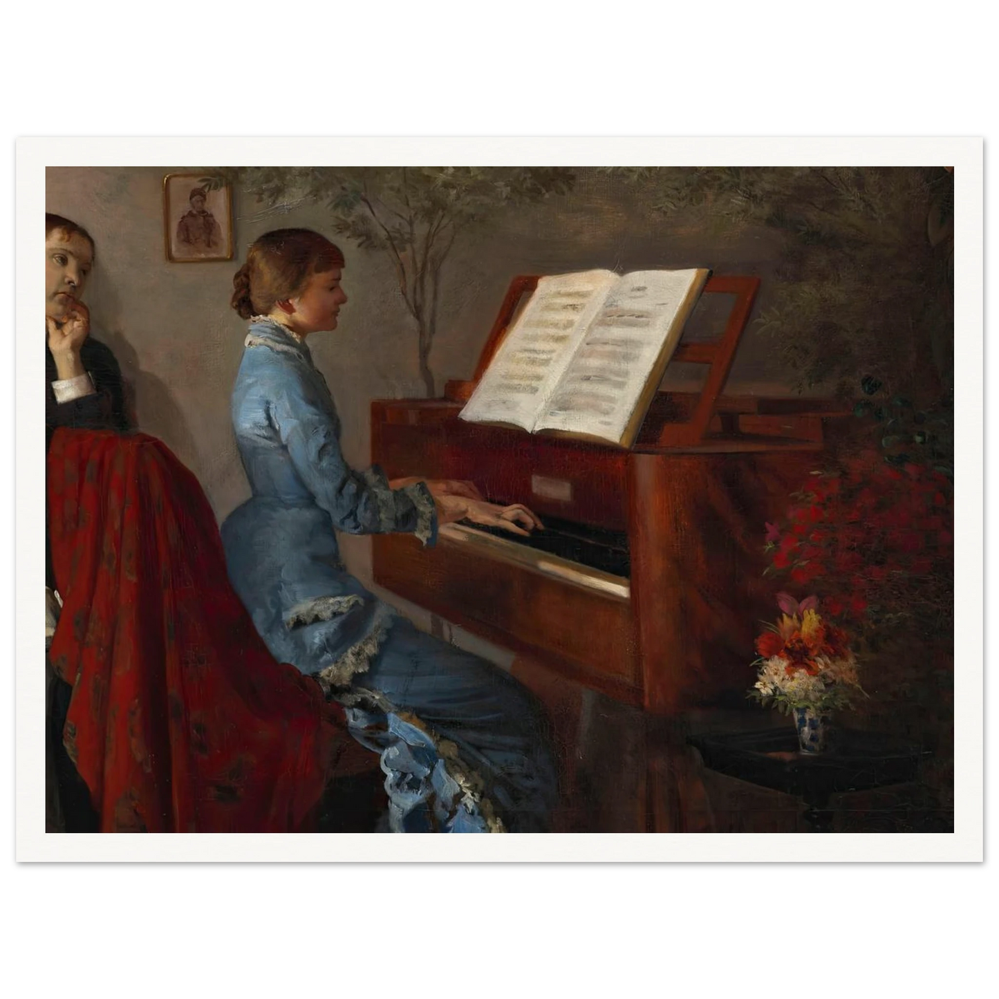 At the Piano (1877) Art Print | Jacek Malczewski - Framed Poster - 30x40 cm / 12x16″ - Black frame
