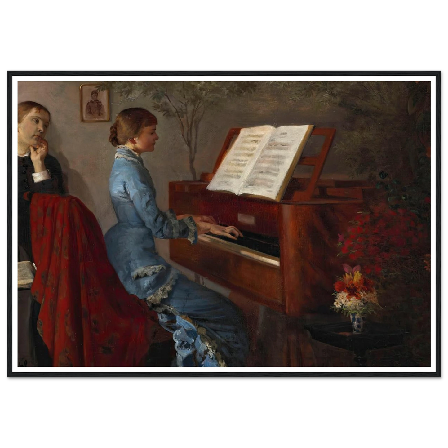 At the Piano (1877) Art Print | Jacek Malczewski - Framed Poster - 30x40 cm / 12x16″ - Black frame