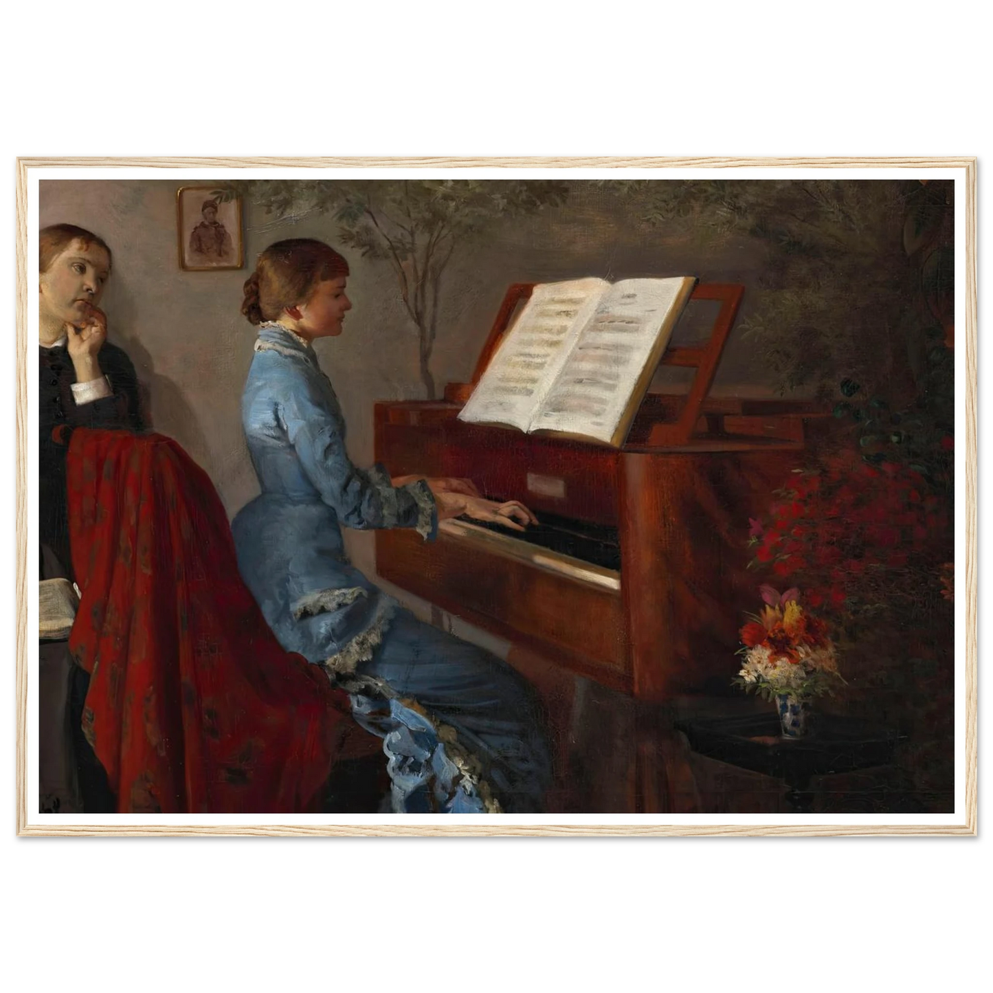 At the Piano (1877) Art Print | Jacek Malczewski - Framed Poster - 30x40 cm / 12x16″ - Black frame