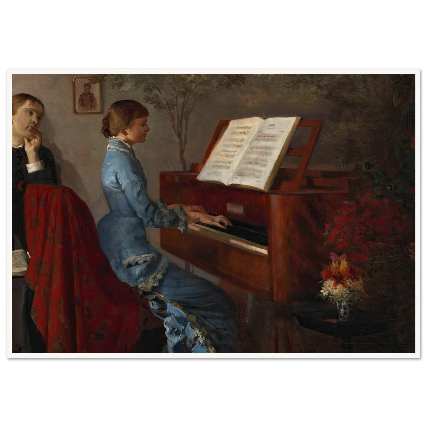 At the Piano (1877) Art Print | Jacek Malczewski - Framed Poster - 30x40 cm / 12x16″ - Black frame
