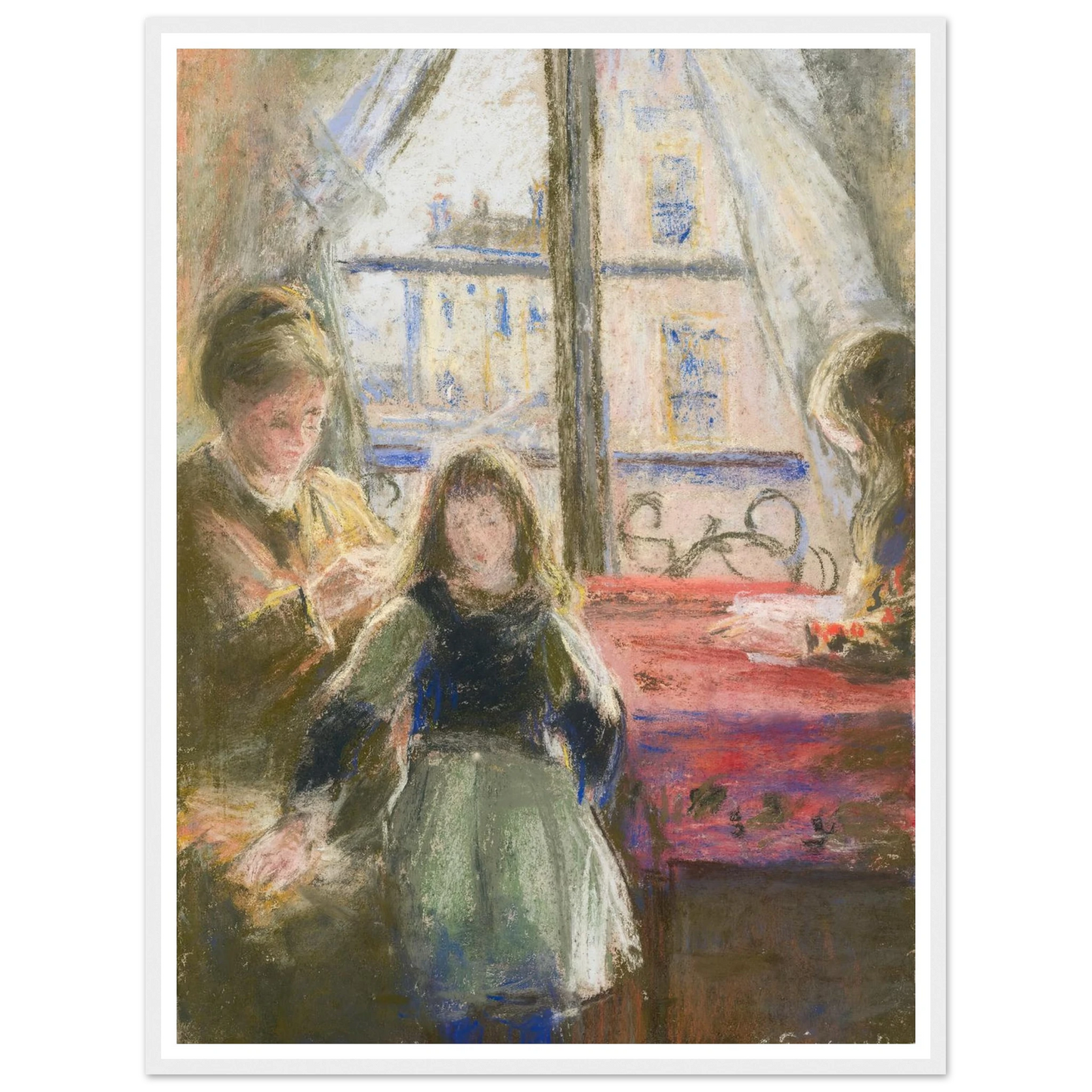At the Window, rue des Trois Frères (1878–79) Art Print | Camille Pissarro - Framed Poster - 30x40 cm / 12x16″ - Black frame