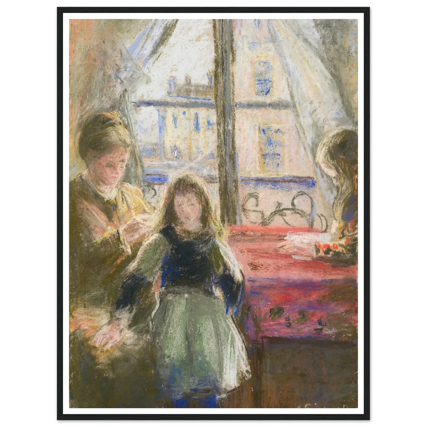 At the Window, rue des Trois Frères (1878–79) Art Print | Camille Pissarro - Framed Poster - 30x40 cm / 12x16″ - Black frame