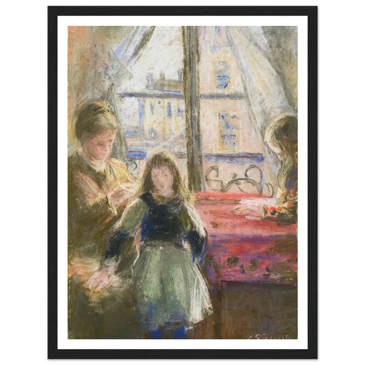 At the Window, rue des Trois Frères (1878–79) Art Print | Camille Pissarro - Framed Poster - 30x40 cm / 12x16″ - Black frame