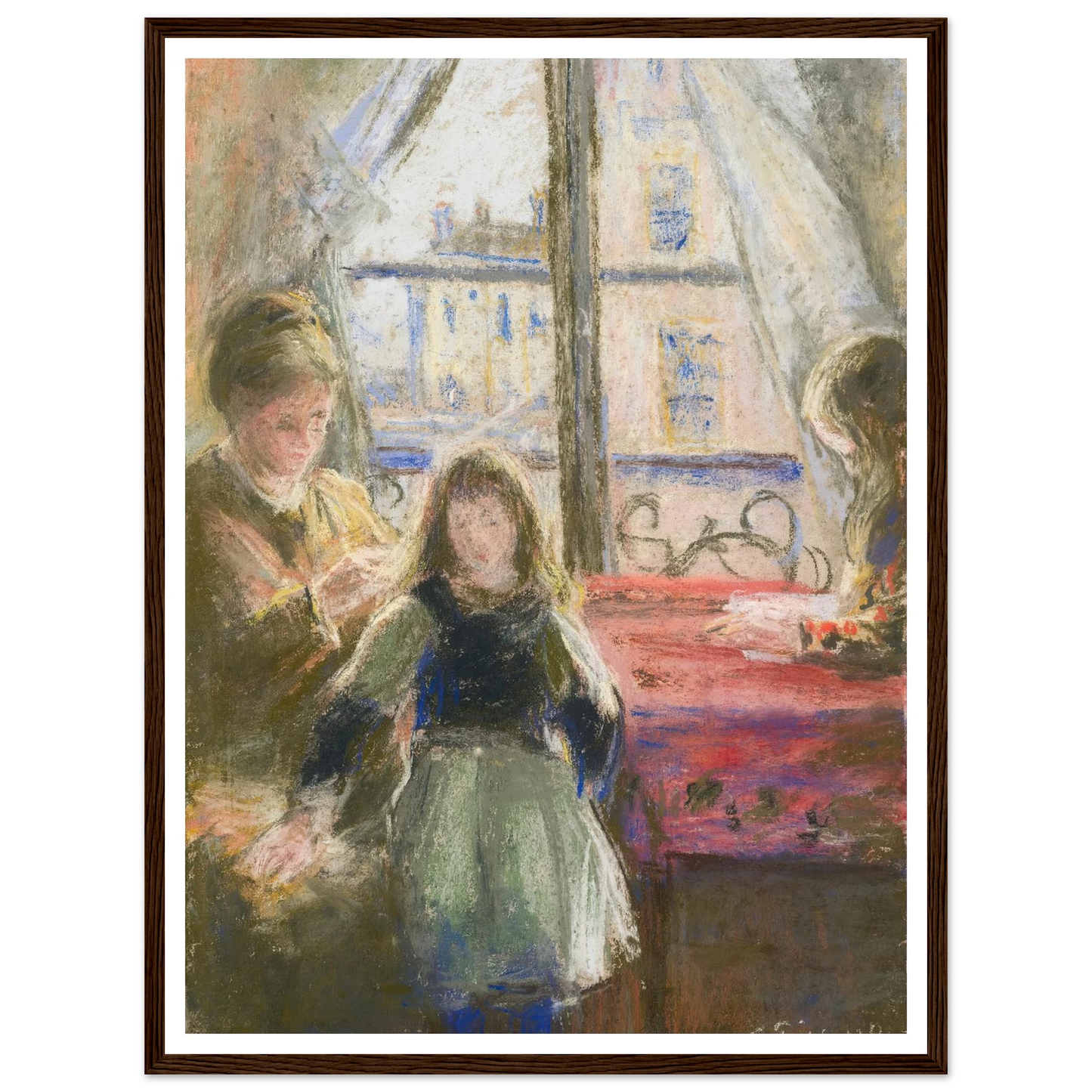 At the Window, rue des Trois Frères (1878–79) Art Print | Camille Pissarro - Framed Poster - 30x40 cm / 12x16″ - Black frame