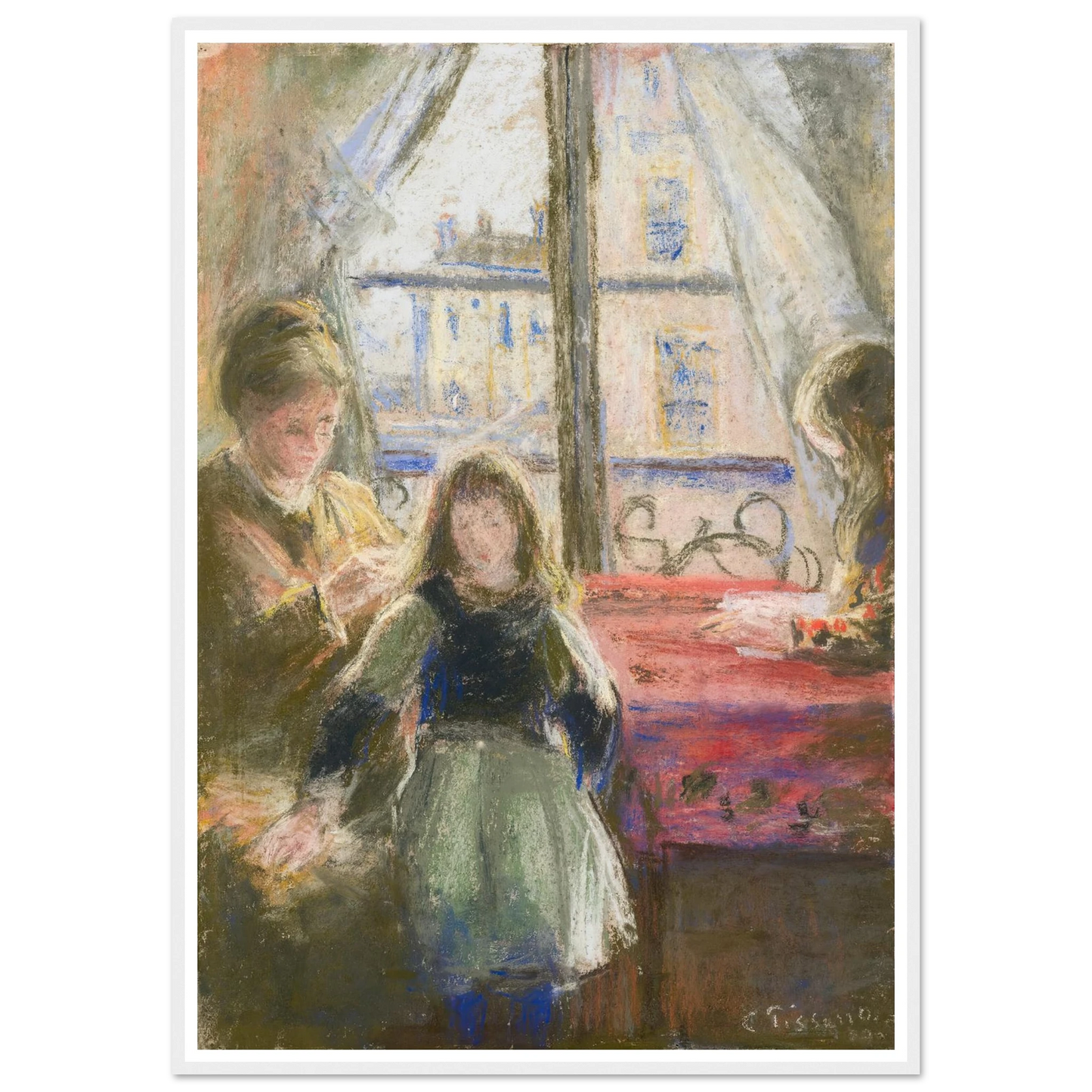 At the Window, rue des Trois Frères (1878–79) Art Print | Camille Pissarro - Framed Poster - 30x40 cm / 12x16″ - Black frame