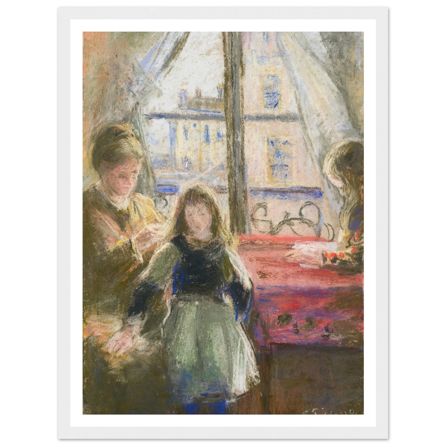 At the Window, rue des Trois Frères (1878–79) Art Print | Camille Pissarro - Framed Poster - 30x40 cm / 12x16″ - Black frame