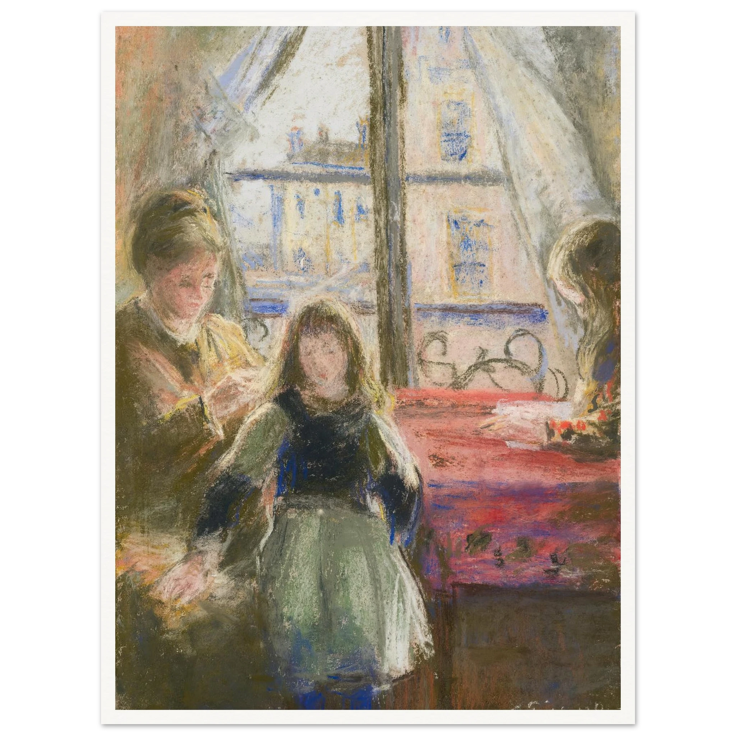 At the Window, rue des Trois Frères (1878–79) Art Print | Camille Pissarro - Framed Poster - 30x40 cm / 12x16″ - Black frame