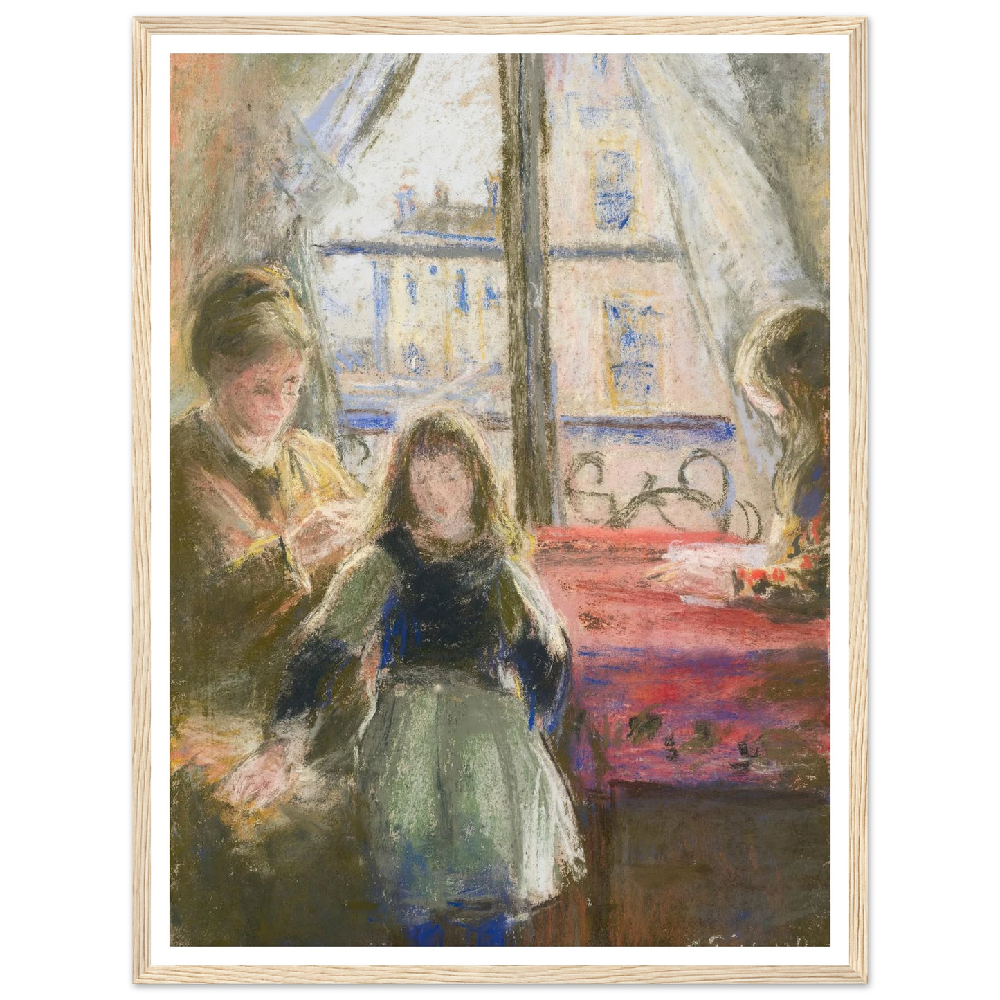 At the Window, rue des Trois Frères (1878–79) Art Print | Camille Pissarro - Framed Poster - 30x40 cm / 12x16″ - Black frame