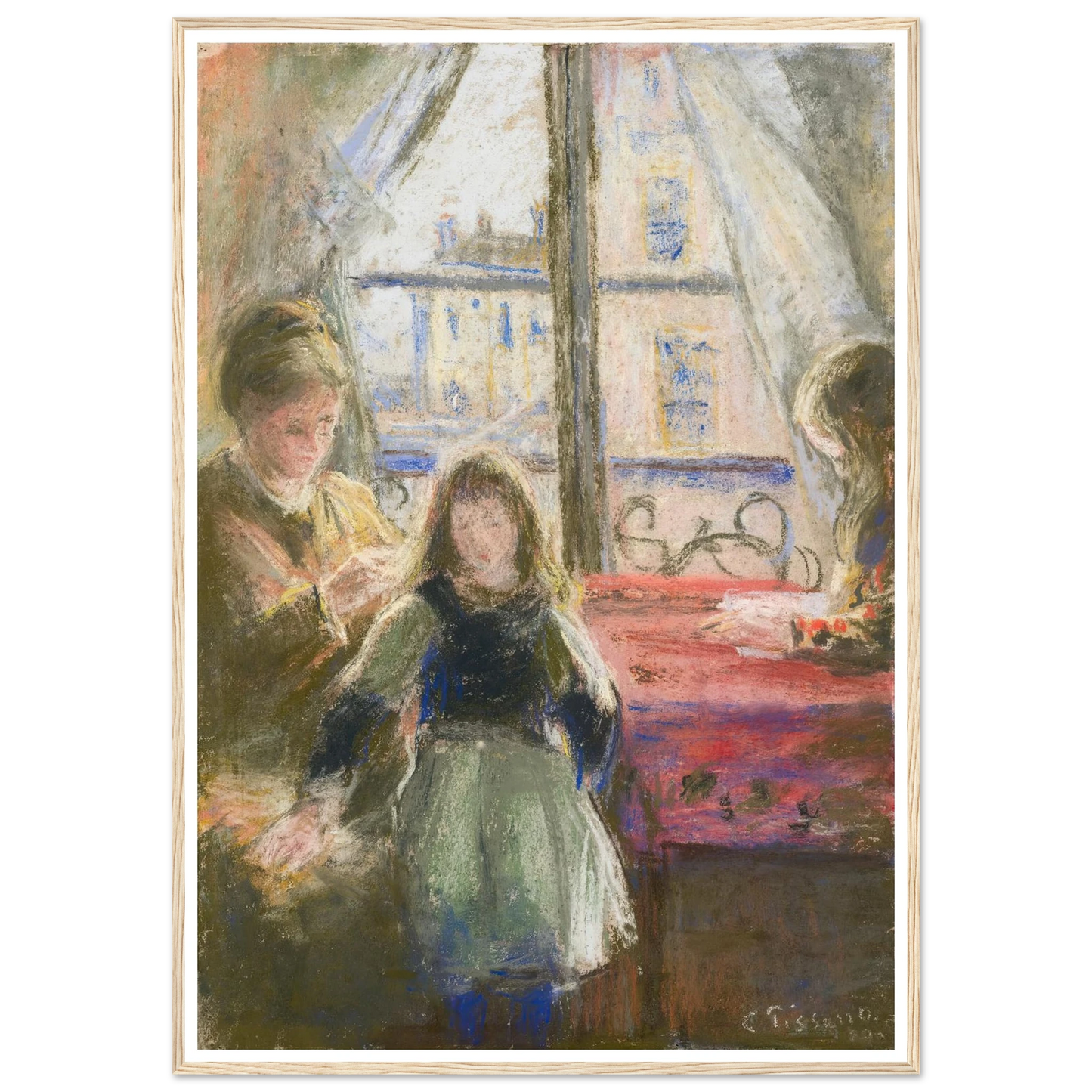 At the Window, rue des Trois Frères (1878–79) Art Print | Camille Pissarro - Framed Poster - 30x40 cm / 12x16″ - Black frame