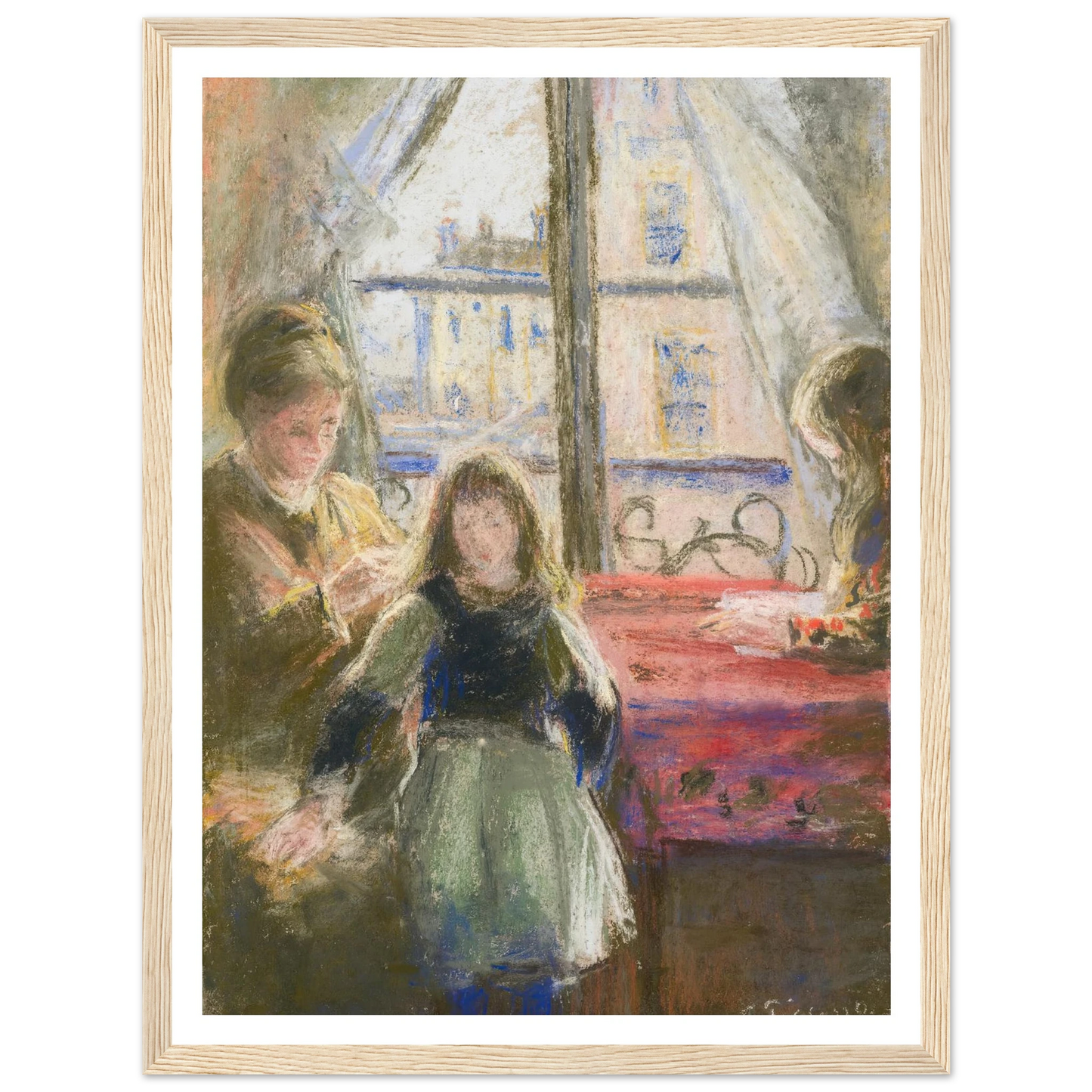 At the Window, rue des Trois Frères (1878–79) Art Print | Camille Pissarro - Framed Poster - 30x40 cm / 12x16″ - Black frame