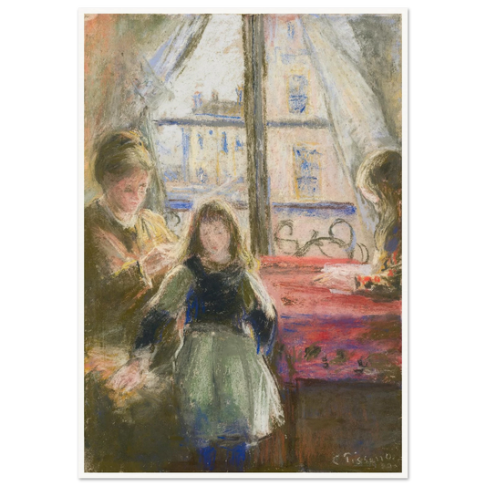 At the Window, rue des Trois Frères (1878–79) Art Print | Camille Pissarro - Framed Poster - 30x40 cm / 12x16″ - Black frame