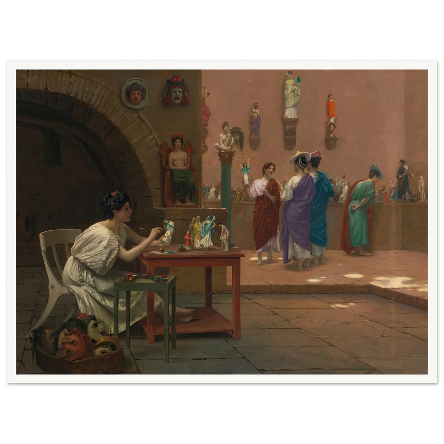 Atelier De Tanagra Art Print | Jean Leon Gerome - Framed Poster - 30x40 cm / 12x16″ - Black frame