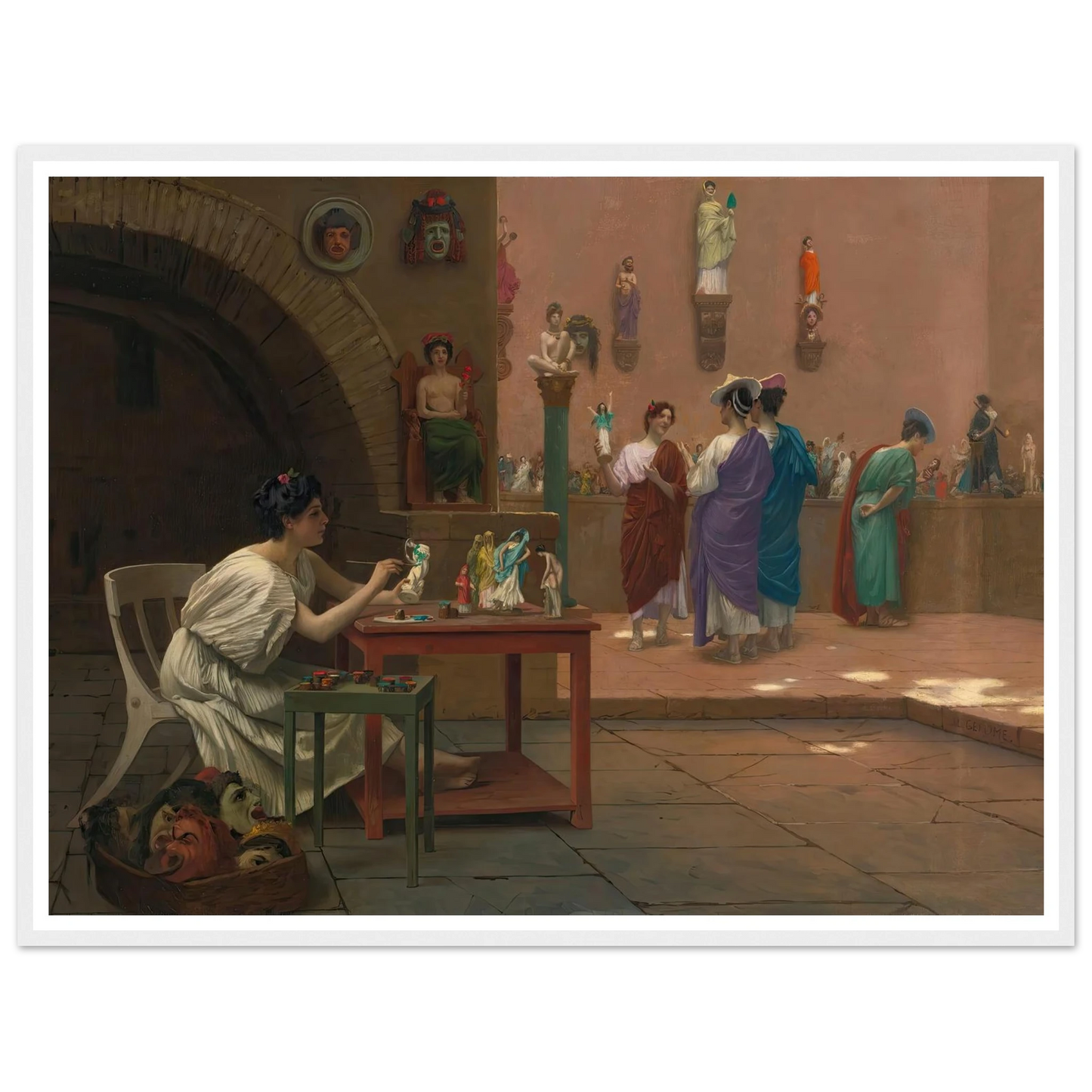 Atelier De Tanagra Art Print | Jean Leon Gerome - Framed Poster - 30x40 cm / 12x16″ - Black frame