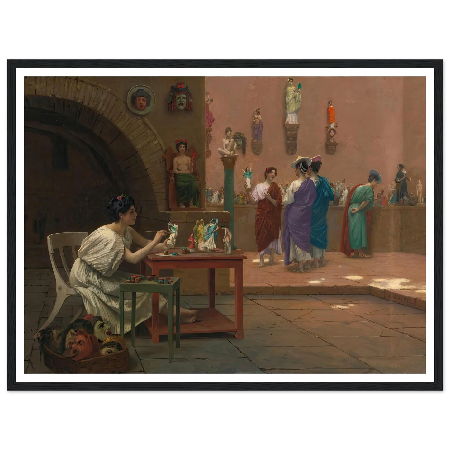 Atelier De Tanagra Art Print | Jean Leon Gerome - Framed Poster - 30x40 cm / 12x16″ - Black frame