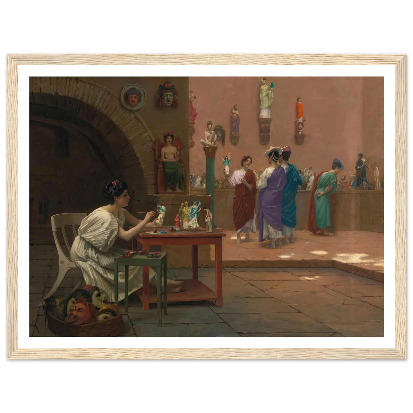 Atelier De Tanagra Art Print | Jean Leon Gerome - Framed Poster - 30x40 cm / 12x16″ - Black frame